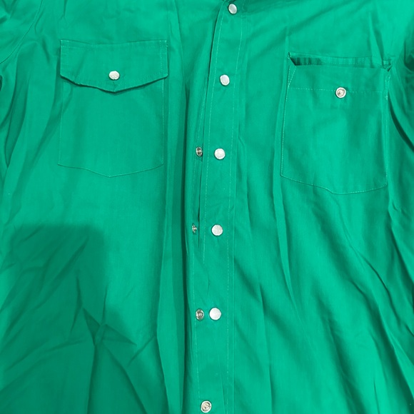 Vintage 60s Pearl Snap Button Down Shirt Green Size L - Picture 2 of 3